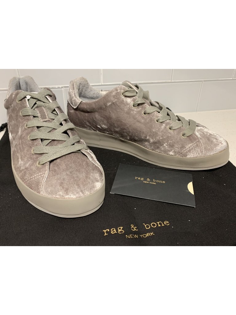 New Rag & Bone Rb1 Low Top Velvet Sneakers Dove Gray Women’s Us Sz 6 Eu 36 $325